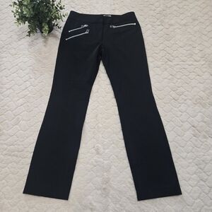 Veronica Beard Black Zipper Detail Cropped Straight Leg Pants
